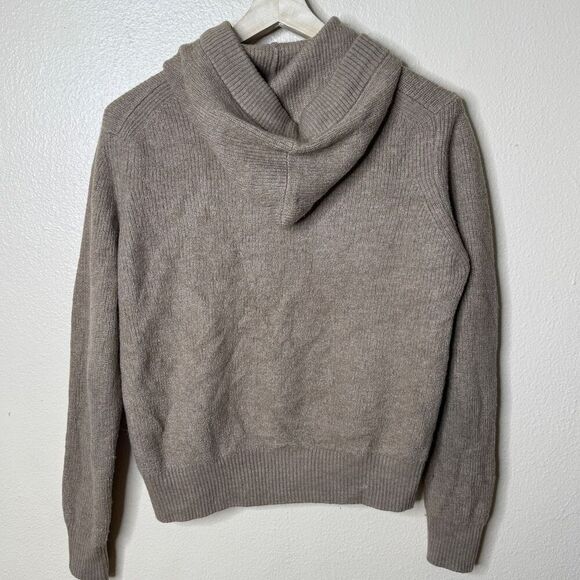 Saks Fifth Avenue Modern Sweater Women's XL Tan Hooded Pocket Wool - Picture 9 of 9